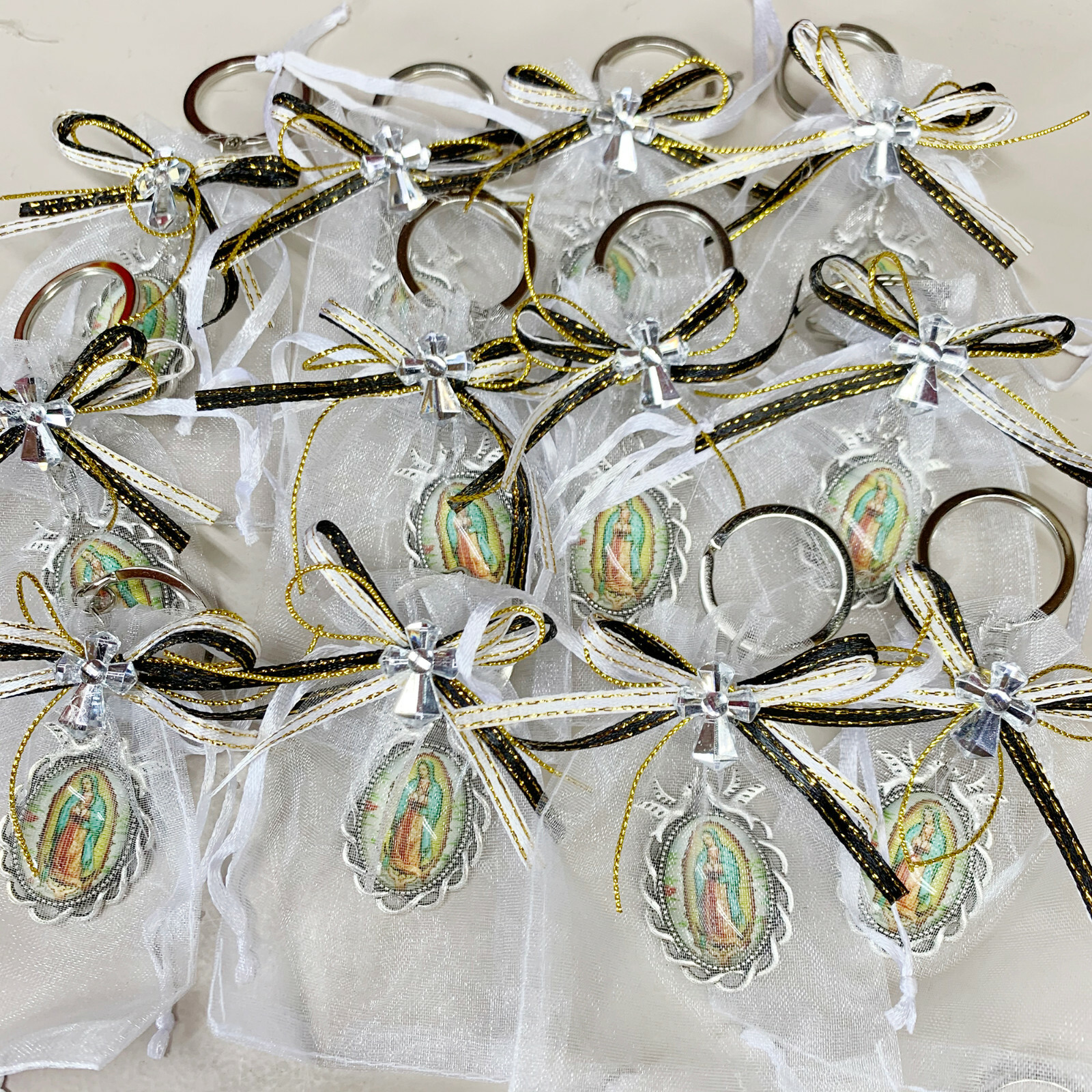 Funeral Memorial Favor Our Lady of Guadalupe Keychains Celebration (12 pieces)