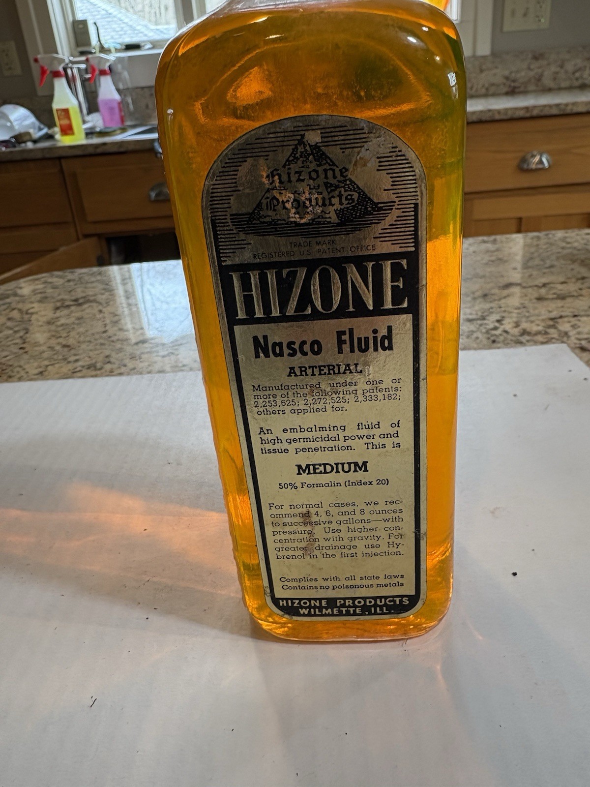 Vintage Hizone Nasco Arterial Embalming Fluid. Sealed Bottle