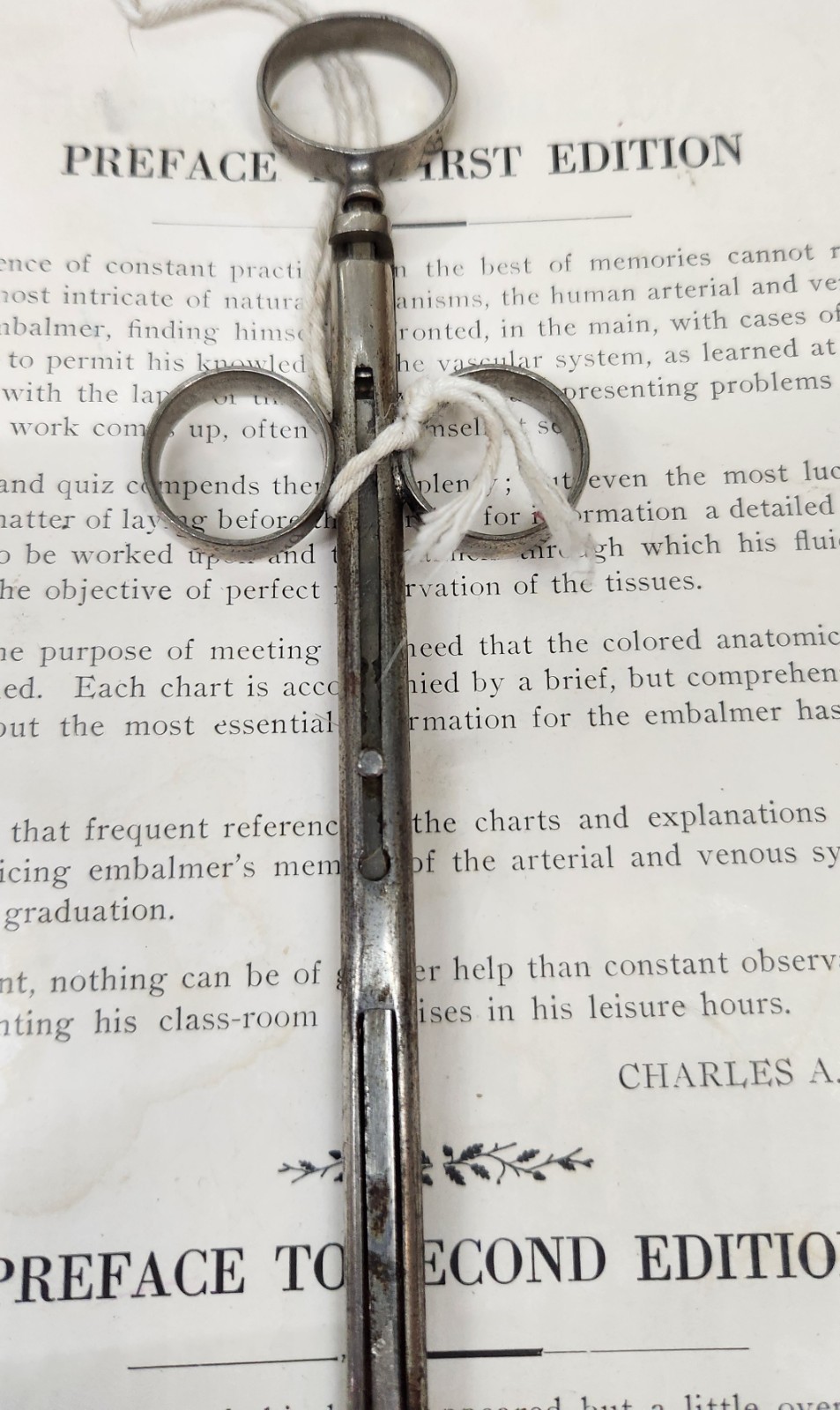 Antique Embalming Arterial Injector Tube Funeral Director Mortuary Tool…