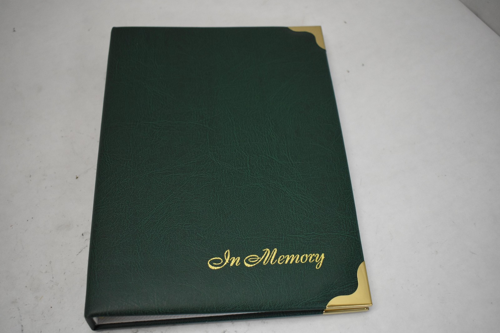 In Memory Book Floral Cards Funeral Guest Registry Album Green Gold Corners 11×9