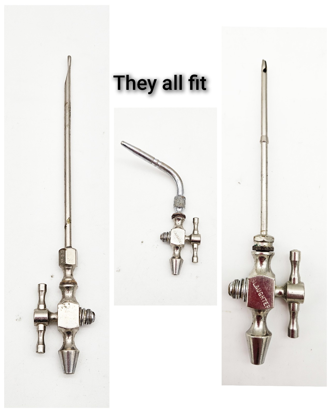 Vintage Embalming Mortuary Death Tool Curved Arterial Cannula Two Mortician