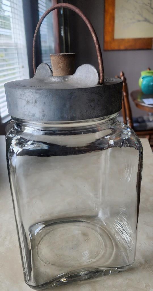 ANTIQUE DODGE CHEMICAL CO. BOSTON MA. 4 QT EMBALMING FLUID MORTICIAN GLASS JAR
