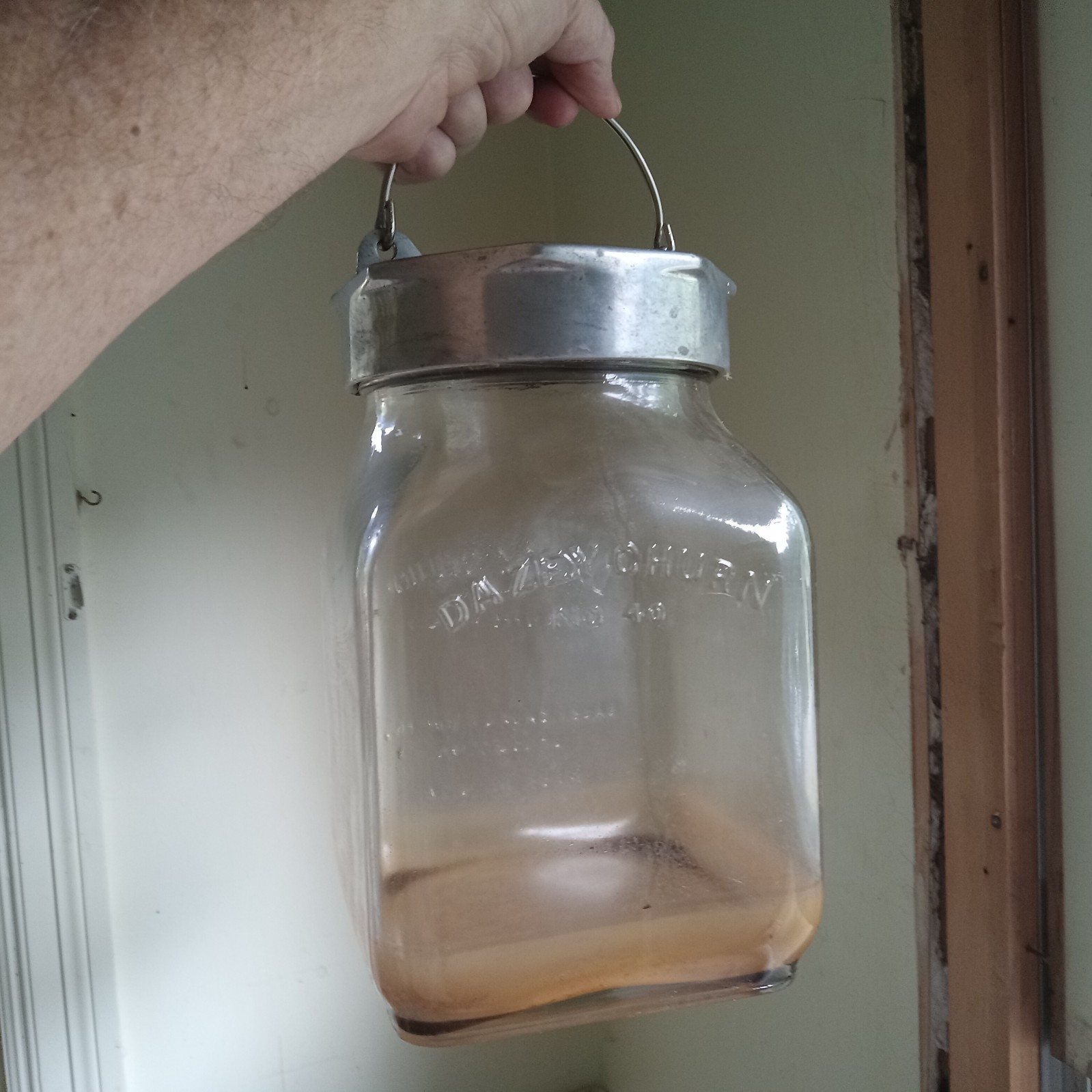 EMBALMERS SUPPLY CO DAZEY CHURN NO.40 GALLON GLASS JAR USED WHEN EMBALMING BODY