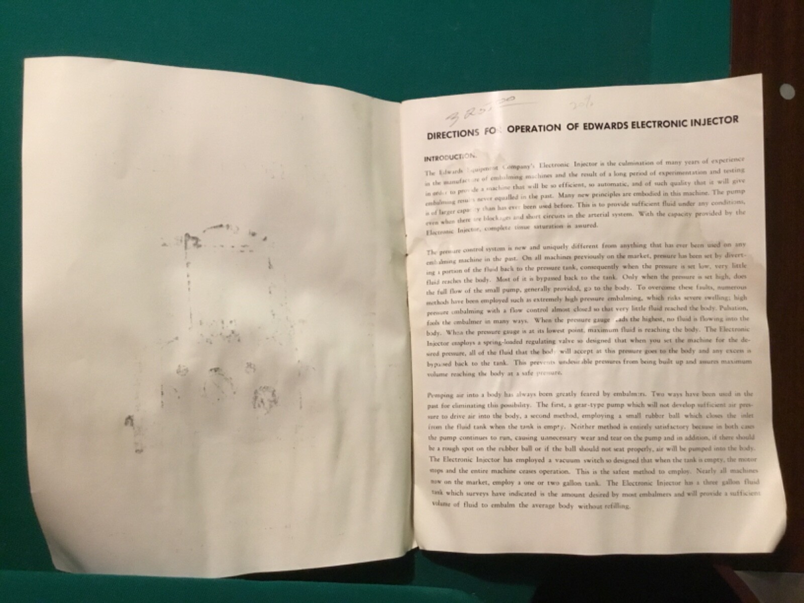 Vintage Embalming Machine Instruction Manual Edwards funeral mortician
