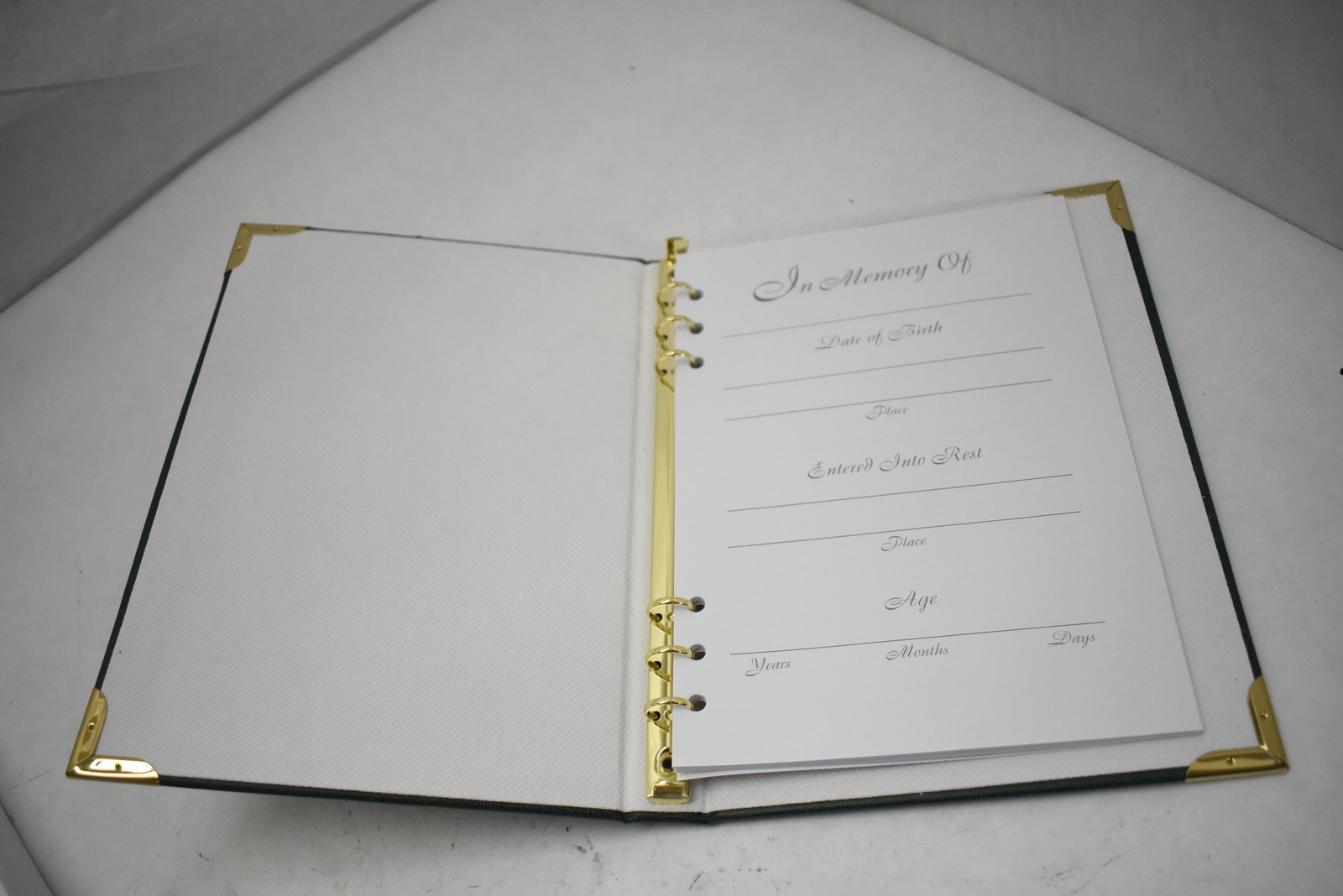 In Memory Book Floral Cards Funeral Guest Registry Album Green Gold Corners 11×9
