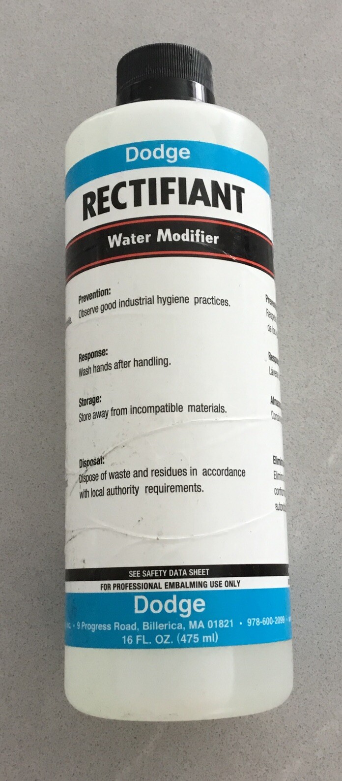 Dodge Rectifiant Water Modifier. 16oz. Embalming