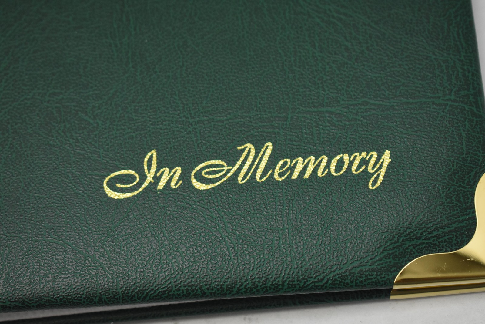 In Memory Book Floral Cards Funeral Guest Registry Album Green Gold Corners 11×9