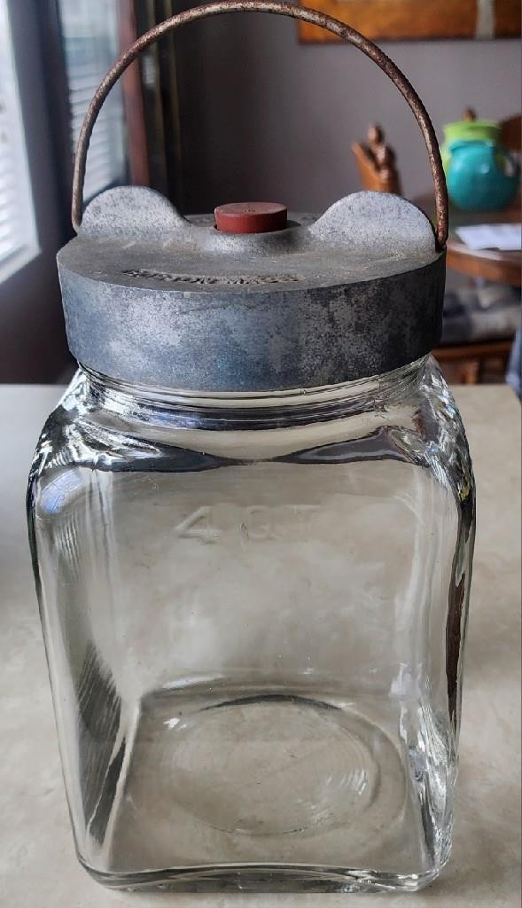 ANTIQUE DODGE CHEMICAL CO. BOSTON MA. 4 QT EMBALMING FLUID MORTICIAN GLASS JAR