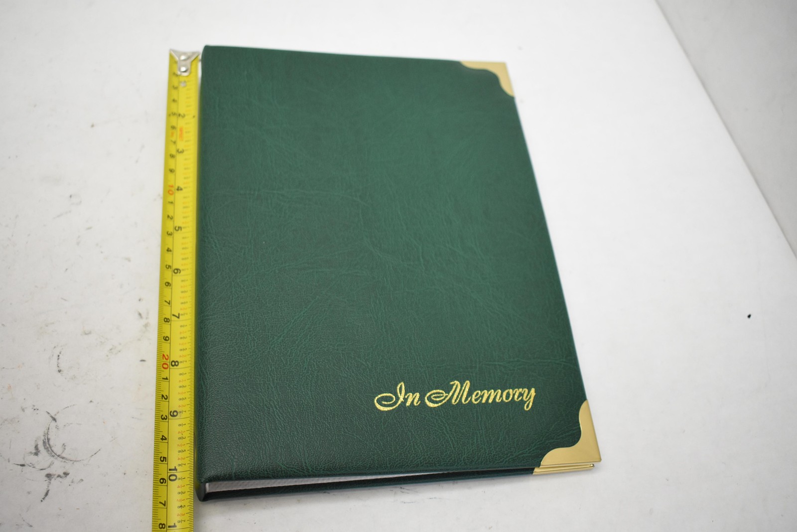 In Memory Book Floral Cards Funeral Guest Registry Album Green Gold Corners 11×9