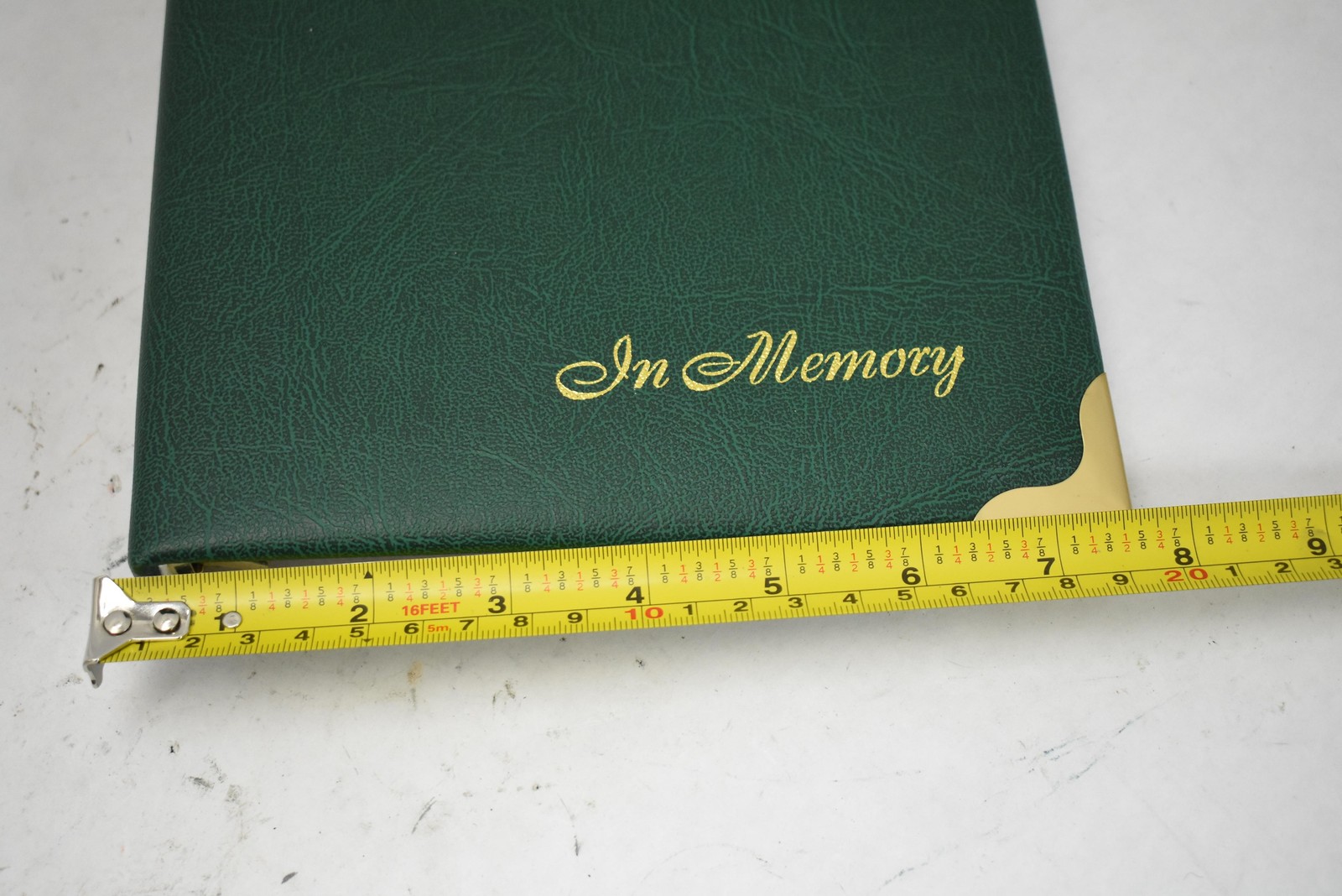 In Memory Book Floral Cards Funeral Guest Registry Album Green Gold Corners 11×9