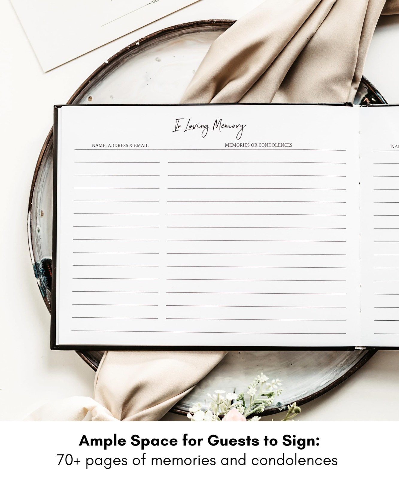 Lamare Funeral Guest Book for Memorial Service – Elegant Celebration of Black