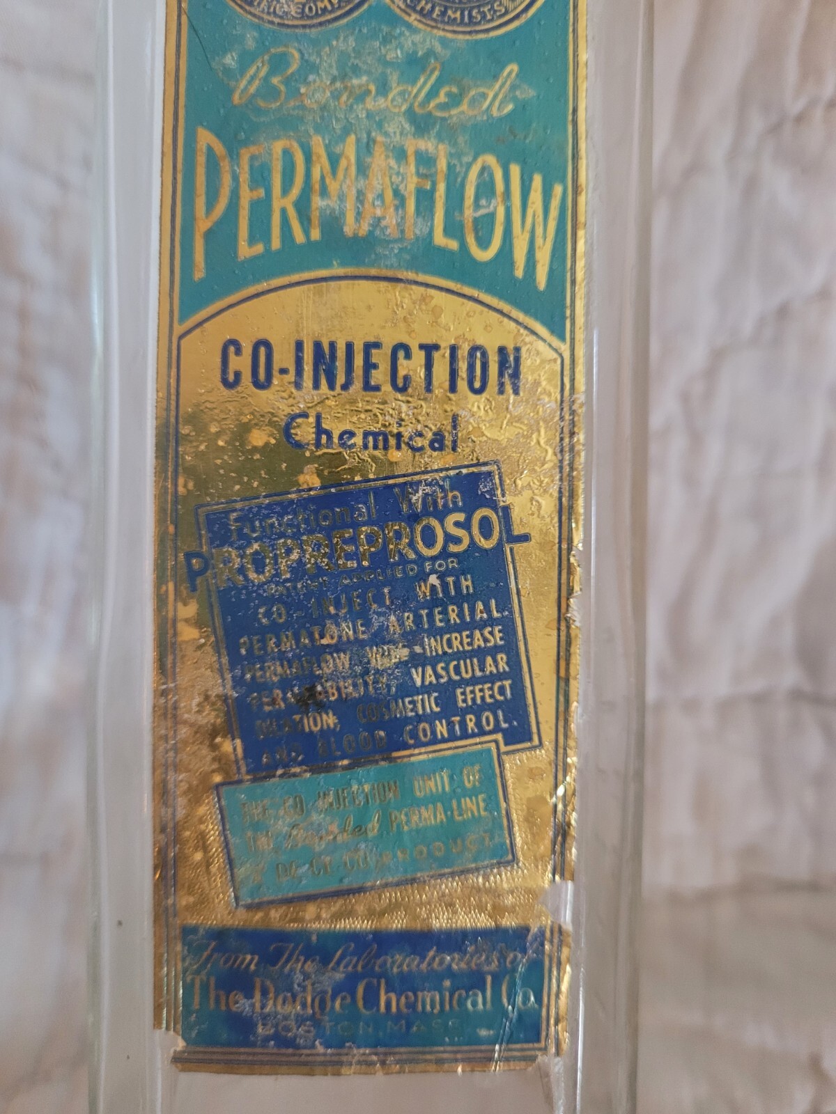 VIntage Dodge PermaFlow Embossed Embalming Bottle