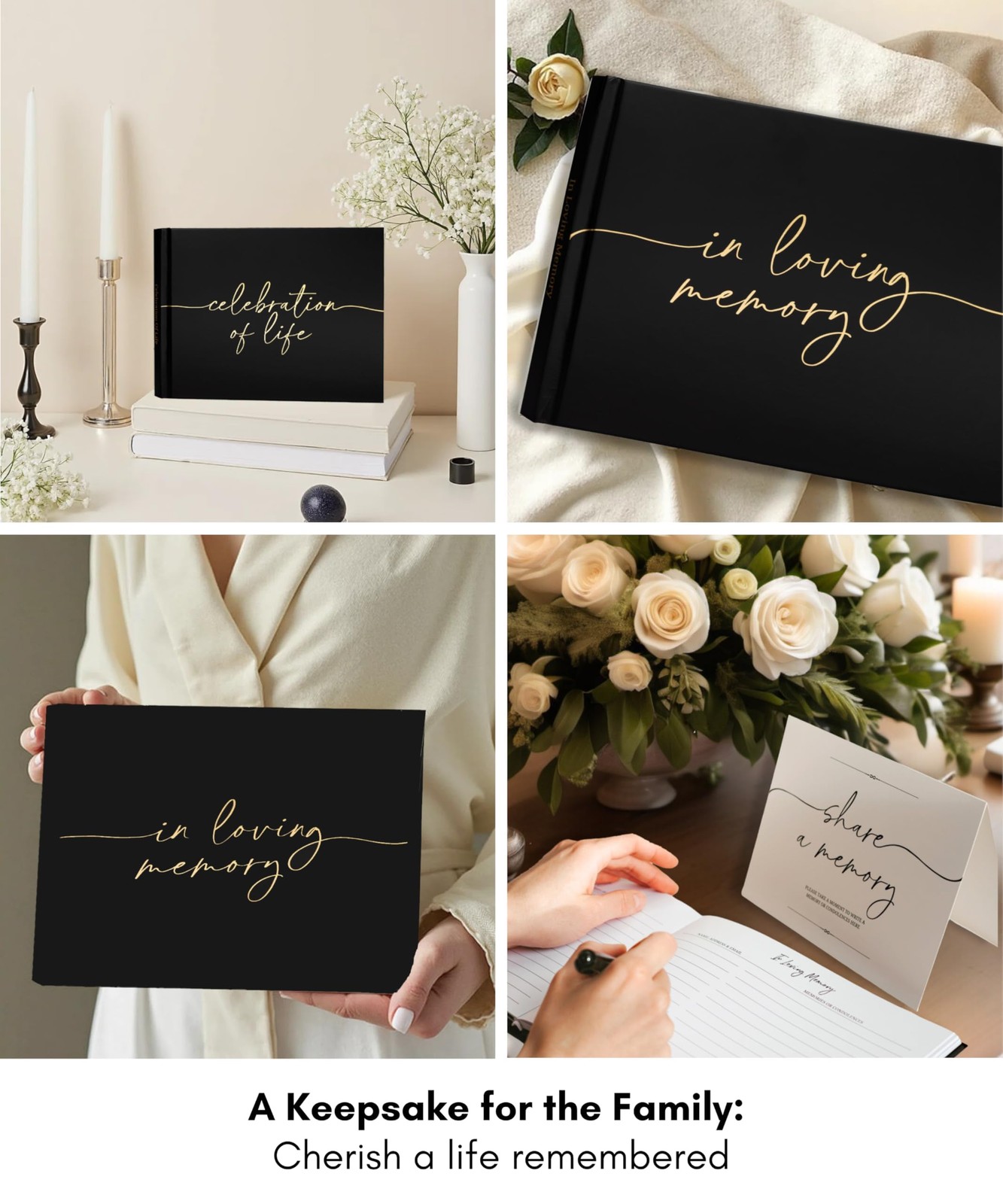 Lamare Funeral Guest Book for Memorial Service – Elegant Celebration of Black