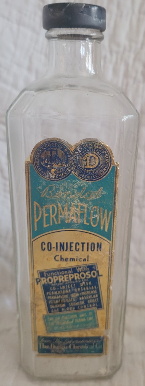 VIntage Dodge PermaFlow Embossed Embalming Bottle